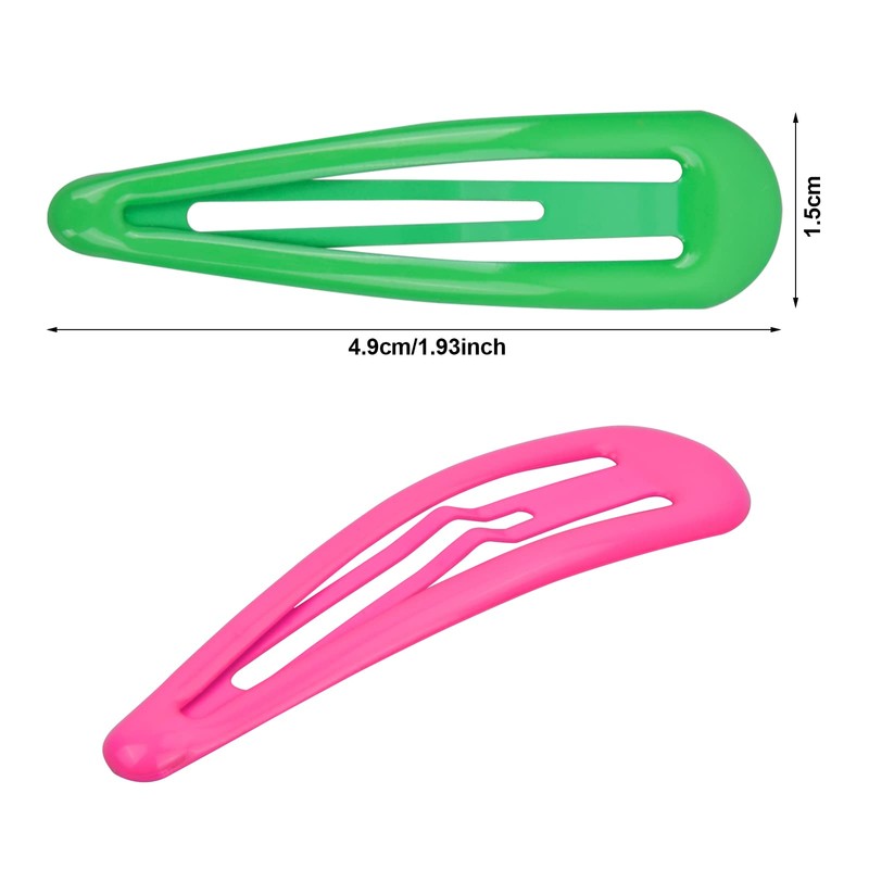 AvoDovA Pack of 10 Girls' Hair Clips, 6 cm Fluorescent