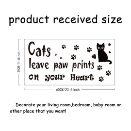 SUPERDANT Cats Wall Decals Black Cat Wall Stickers Cats Leave Paw Prints on Your Hearts Stickers Cute Animals Decals for Living Room Bedroom Pet Hospital Decorations Wall Sticker Vinyl Transfer
