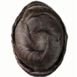 HAIR NATURE Mens Toupee Human Hair Pieces, Hair Replacement System Wigs for Men, 0.03mm Thin Skin V-looped Hair #4
