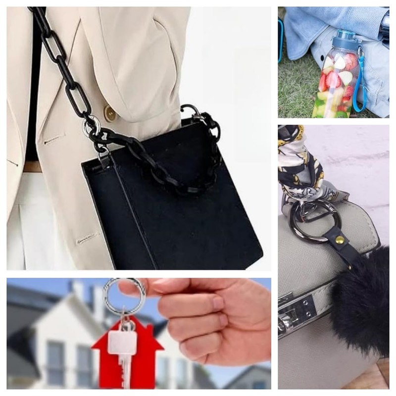 丸型キーホルダー 4個セット カラビナ 外径27mm ラウンドバックル スプリングバックル キーホルダー、バックパック DIYなどに最適 軽量 収納簡単(内径19mm、シルバー)