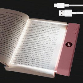 Book Light, Rechargeable Reading Lights for Books in Bed - Eye Caring 3 Color Temperatures, Stepless Dimming Brightness, Timer, Long Lasting, Portable Flat Book Light for Book Lovers (Pink)