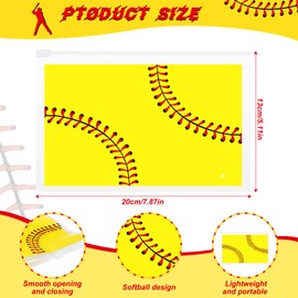 Sweetude 50 Pcs Softball Makeup Bag Bulk EVA Waterproof Sport Cosmetic Bags Softball Gifts Softball Party Favors Portable Toiletry Zippers Travel Pouch for Girls Women Players Team, Yellow