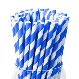 PakTalk Pack of 100 Paper Straws, Dark Blue Paper Straws, Biodegradable Disposable Drinking Straws for Drinks for Bar Party Birthday Wedding Cold Drinks Juice