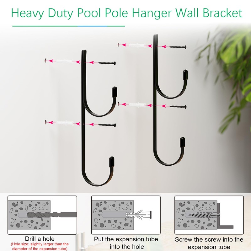 Easecos 2 Pcs Pool Pole Hanger Wall Mounted Pool Fence