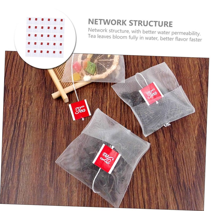 ABOOFAN 100pcs Nylon Tea Filter Bags Drawstring Reusable Loose Leaf