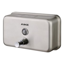 AIKE Updated Stainless Steel Wall Mounted Soap Dispenser 1100ml Large Capacity Manual Liquid Soap Dispenser Rustproof for Commercial and Domestic Use AK1005