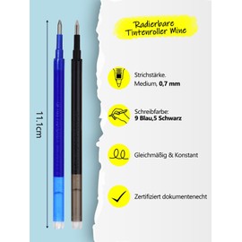 Donluhu Refills for Pilot FriXion [9 Blue and 5 Black, Pack of 14], Erasable Refills for Pilot FriXion Pens, Compatible with FriXion Ball & FriXion Clicker & Eberhard Faber, 0.7 mm