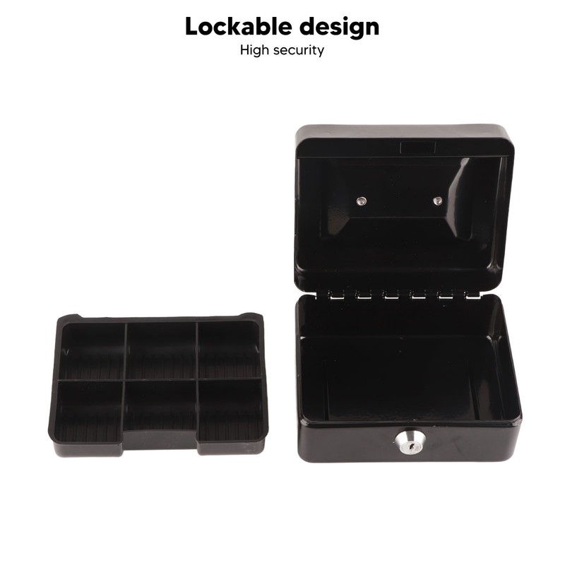 Metal Cash Box 6 Compartments High Safety Money Box with