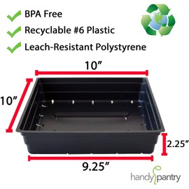 10" x 10" Garden Growing Trays with Drain Holes - 50-Pack Recyclable Plastic Plant Trays for Wheatgrass Sprouting Tray, Microgreens Growing Trays, Hydroponic Trays, Nursery Flats, Greenhouse Supplies