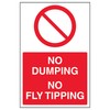 V Safety No Fly Tipping Or Dumping 200 x 300mm