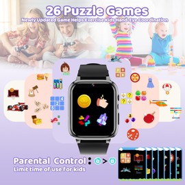 YEDASAH Kids Smart Watch Boys Girls, Smart Watch for Kids with 26 Games, 1.69HD Touchscreen, Learn Card, Step Counter, Audiobook, Camera Music, Alarm Clock, Educational Toy for 4-12Y Birthday Gifts