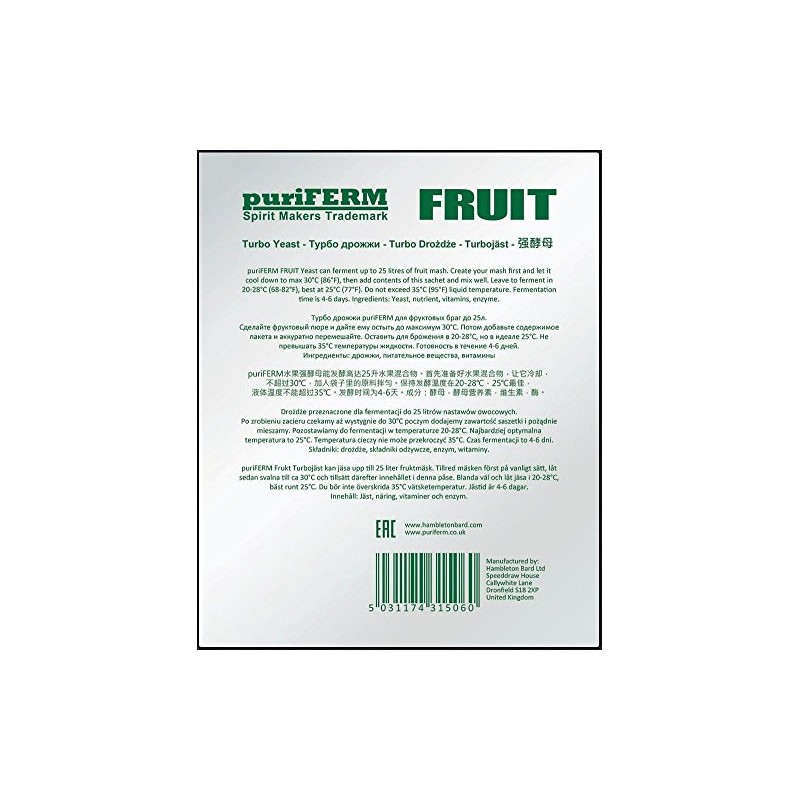 PuriFerm Fruit Turbo Yeast with Enzyme