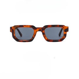 WDZAYXC Vintage Rectangular Sunglasses for Women Men Rectangle Sunglasses Retro Glasses UV400 Protection, Leopard Grey