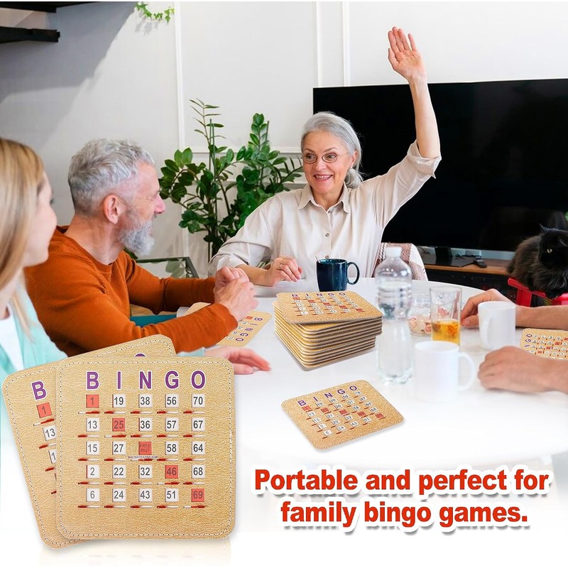 GSE Bingo Game Cards, 10-Pack Reusable Shutter Bingo Cards |