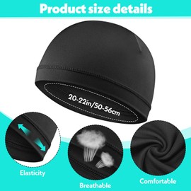Skull Cap for Black Men, 4PCS Silky Stocking Caps Breathable Elastic Sports Bandana Silk Wave Caps Sleeping Shower Hair Wrap for 360 540 720 Waves(Thick Hair Style)