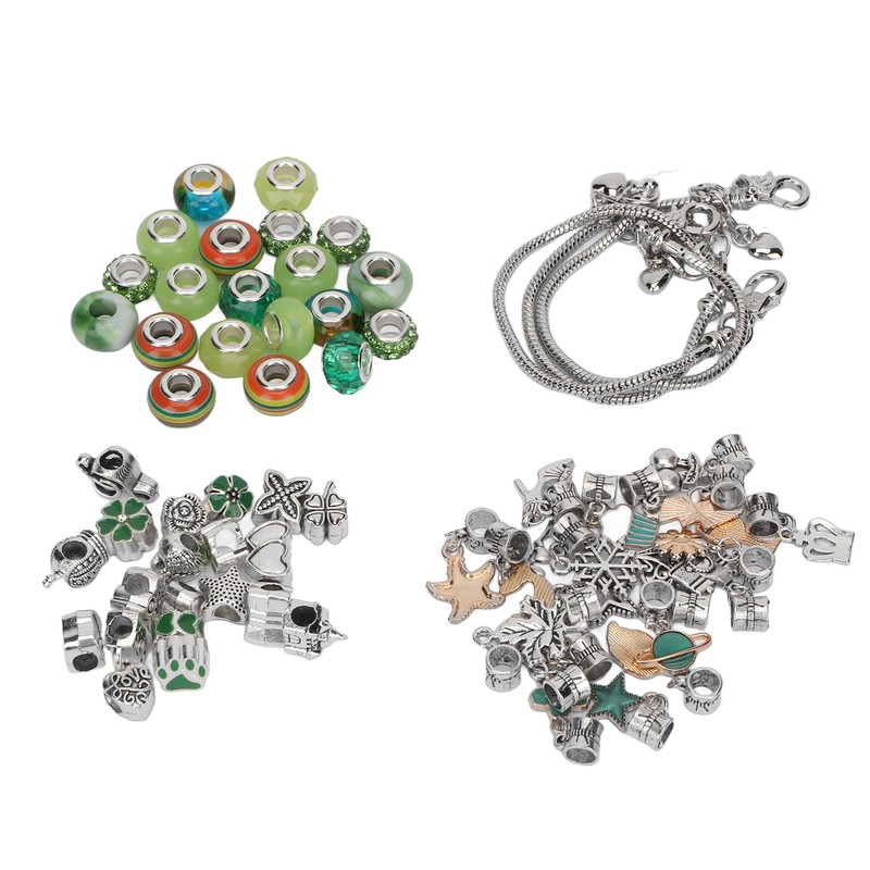 Charm Bracelet Making Kit Basic Bracelets Colored Beads Pendants Jewelry