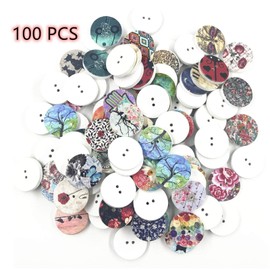 100Pcs Wooden Buttons Vintage Wooden Buttons 2 Holes Colorful Buttons for Crafting Sewing Crafts Knitting Children DIY Painting Gift Decoration