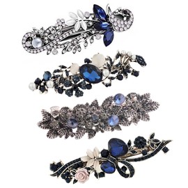 Outanaya Vintage Hairpin Trendy Vintage Hair Clips Retro Hair Clips Hair Clips for Women Thick Gold Hair Pins Hair Accessories Rhinestone Barrette Fancy Floral Clips for Styling