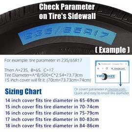 Jayke Joy Spare Tire Cover, Wheel Cover White PVC Leather Waterproof Dust-Proof Universal Fit for Jeep, Trailer, RV, SUV, Camper and Vehicle (17 Inch)