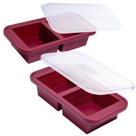 Souper Cubes 2 Cup Meal Prep Silicone Freezer Molds With Lids, 2 Pack, Freeze Food in Perfect Portions, Perfect for Soup, Leftovers, Bariatric Meal Prep and More - color: Cranberry, size: 2-pk