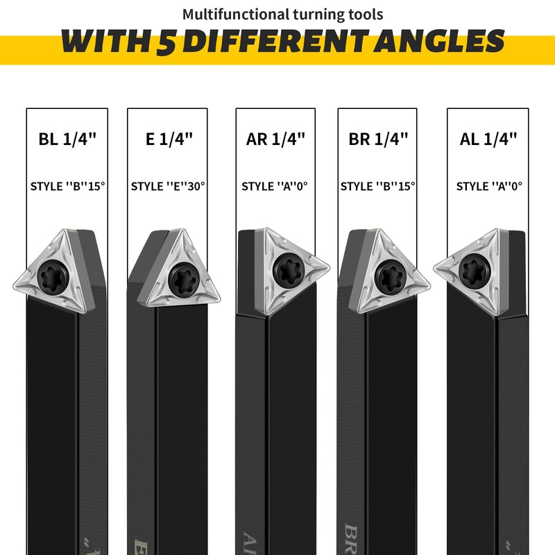 HAowosi Metal Lathe Cutting Tools,5 Sets of 1/4 Carbide Metal