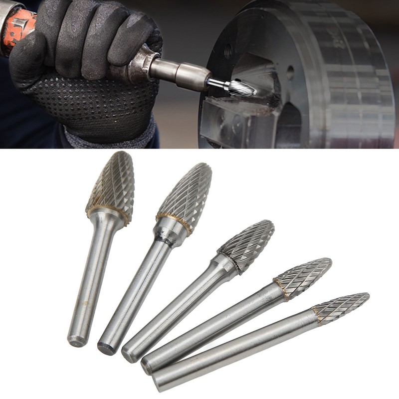 Double Cut Carbide Rotary File Bit Set 6mm Diameter Shank
