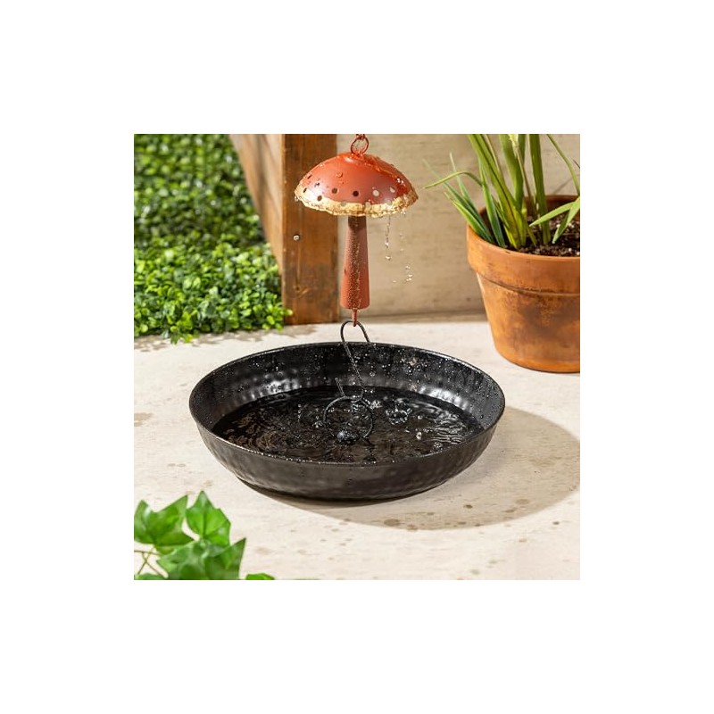 Evergreen Garden 14" Rain Chains Basin, Display Dish w/Chain, Rainwater