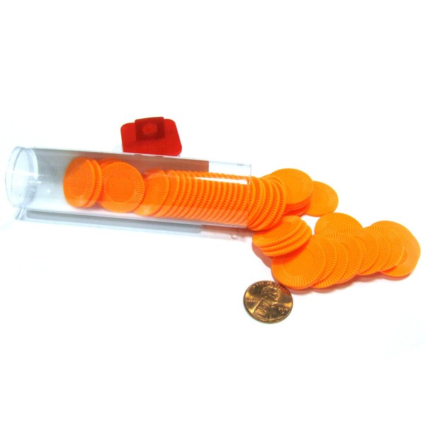 Orange Mini Poker Chip 7/8in Tube of 50ea