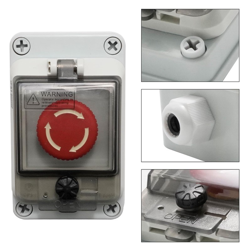 MDEOOSKY IP67 660V 10A Emergency Stop Button with Box, Emergency
