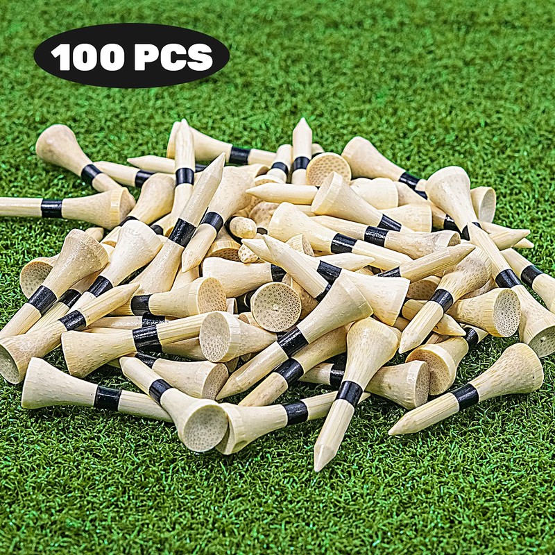 SAPLIZE Golf Tees Bamboo Tees, Pack of 100 (1-1/2")- Biodegradable,