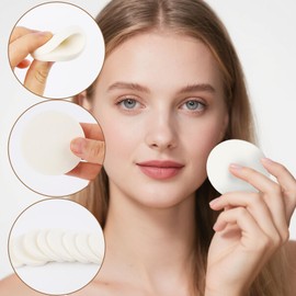50 PCS White Makeup Sponge, Compact Facial Powder Puff Cosmetic Sponge Round Foam Pad Beauty Makeup Eye Face Foundation Powder Blender For Liquid Foundation Cosmetic, Facial Cleanser