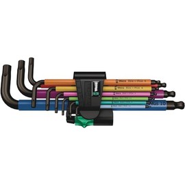 Wera - Juego de llaves en L, métrico,. Láser negro, multicolor, 9 piezas