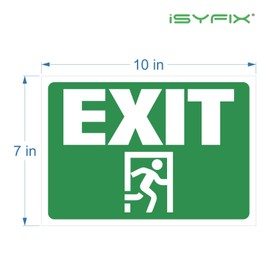 iSYFIX Exit Signs Stickers – 2 Pack 10x7 Inch – Premium Self-Adhesive Vinyl, Laminated for Ultimate UV, Weather, Scratch, Water and Fade Resistance, for Office, Buildings, Workplace, Indoor & Outdoor