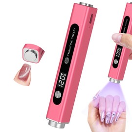 CHRISTINE SHELLY Handheld UV Light for Gel Nails, 3 in 1 Cordless UV Nail Lamp, Cat Eye Magnet & Nail Stamp Nail Light, Rechargeable Nail Dryer, Flash Cure Lamp with LED Display