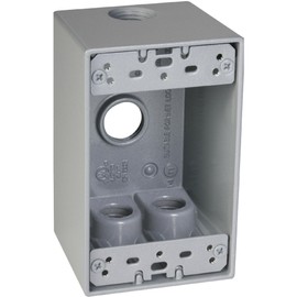 TayMac SD450S Weatherproof Box, 1-Gang, (4) 1/2-Inch Outlets, Deep, Gray