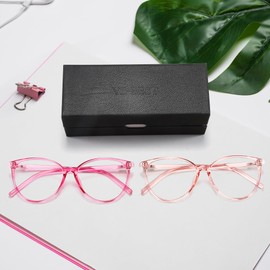 VIPBEST Blue Light Blocking Glasses for Women Men Round Cat Eye Womens Computer Gaming Blue Light Glasses 2 Pack Pink/Red