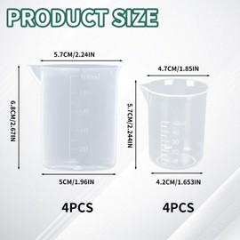 XIYING 8 Pcs Small Measuring Jug, 4 Pcs 100ml and 4 Pcs 50ml Small Plastic Measuring Beaker Transparent Jug for Lab House Hold Kitchen Baking Cooking