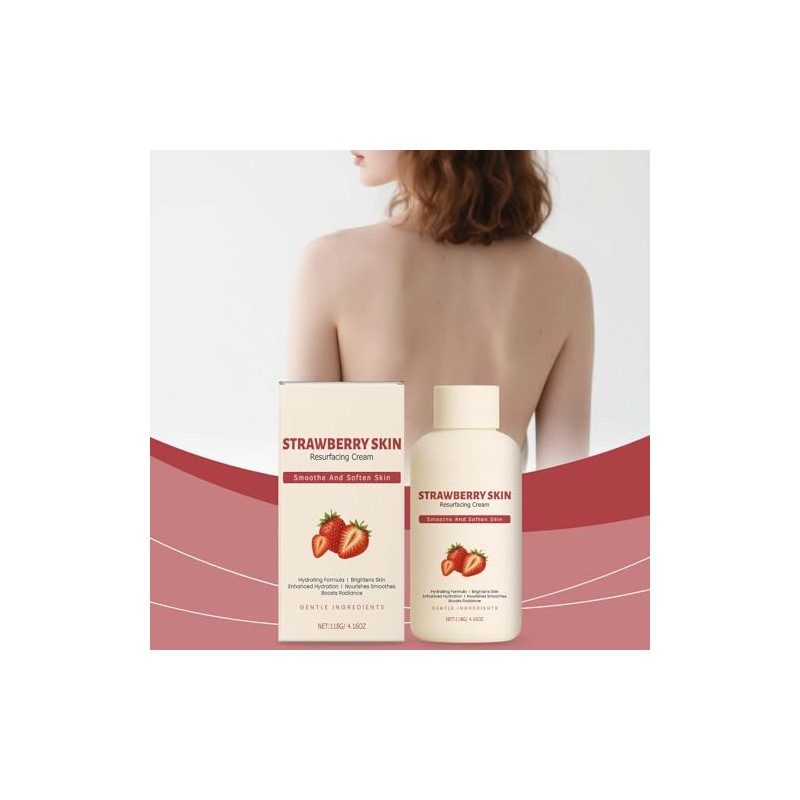 Strawberry Skin Cream with Triple Acid for Daily Body Exfoliation