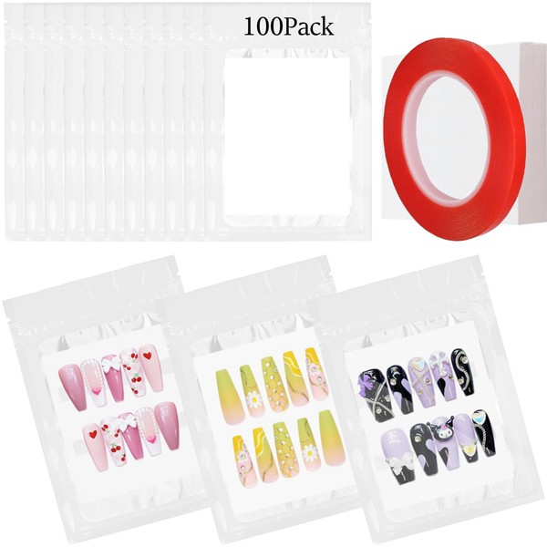 100PCS Empty Solid White Holographic Nail Press on Nail Packaging