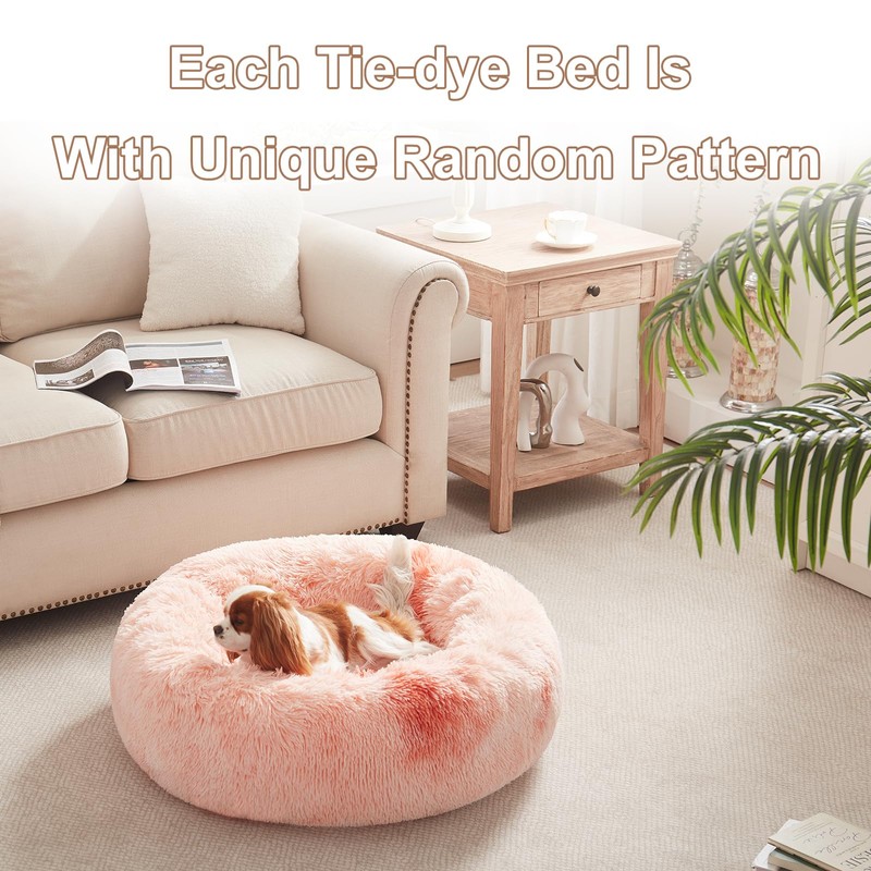 BedStill 30 inches Donut Dog Bed for Medium Dogs,Calming Fluffy