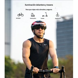 Casco De Bicicleta Con Luz Led Y Gafas Desmontables Adulto