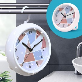 AMIUKON Bathroom Clock, Waterproof Clock, Wall Clock, Waterproof, Quiet, Includes Strap and Stand, For Bathrooms, Kitchens, Bathrooms, Homes, Stylish Decoration (Hook Type)