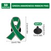 CRAFFANCY Green Ribbon Pin, 50Pcs Health Awareness Lapel Pin Green