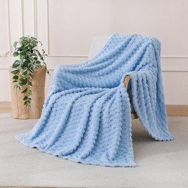 Linecooo Light Blue Fleece Throw Blanket 50"×60" for Couch Sofa Bed