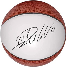 Autograph Mini baloncesto en blanco de 6 pulgadas sin base | Tamaño oficial 1 | Trofeo de baloncesto junior para firmar con un panel grande blanco y 6 paneles marrones