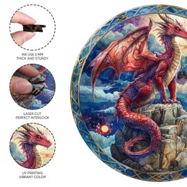 Unique Wooden Puzzle for Adults, Dragon Jigsaw Puzzles 500 Piece, Luxurious Shapes Family Reunion Puzzle for Adults and Kids, Beautiful Package, Best Gift for Family Friends Royal 16.5x16.5in