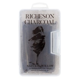 Yarka Natural Willow Non-Toxic Medium Soft Round Thin Charcoal Stick, 4 in, Black, Pack of 50