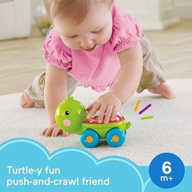 Fisher-Price Baby Crawling Toy Poppity Pop Turtle Push-Along Vehicle With Ball Popping Sounds
