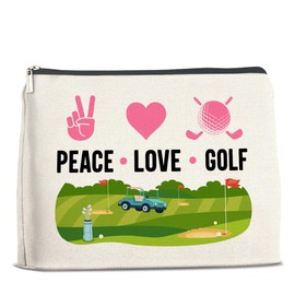 UPNEGE Golf Makeup Bag Gifts for Women Golfer Peace Love Golf Cosmetic Bag Zipper Pouch