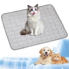 Pet Cooling Mat, Self-Cooling Dog Mat, Cooling Blanket Cats with Cooling Fabric, Non-Toxic Cooling Pad for Pets, Washable Dog Cold Mat for Home, Outdoor and Car, 70 x 55 cm, L, Grey